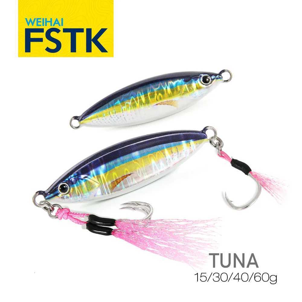 FSTK New Glow Fishing Lure Casting Tuna15g30g40g60g Slow Pitch Jig Sea Bass Salterwater Inshore Artificial Bait with Assist Hook Z250717