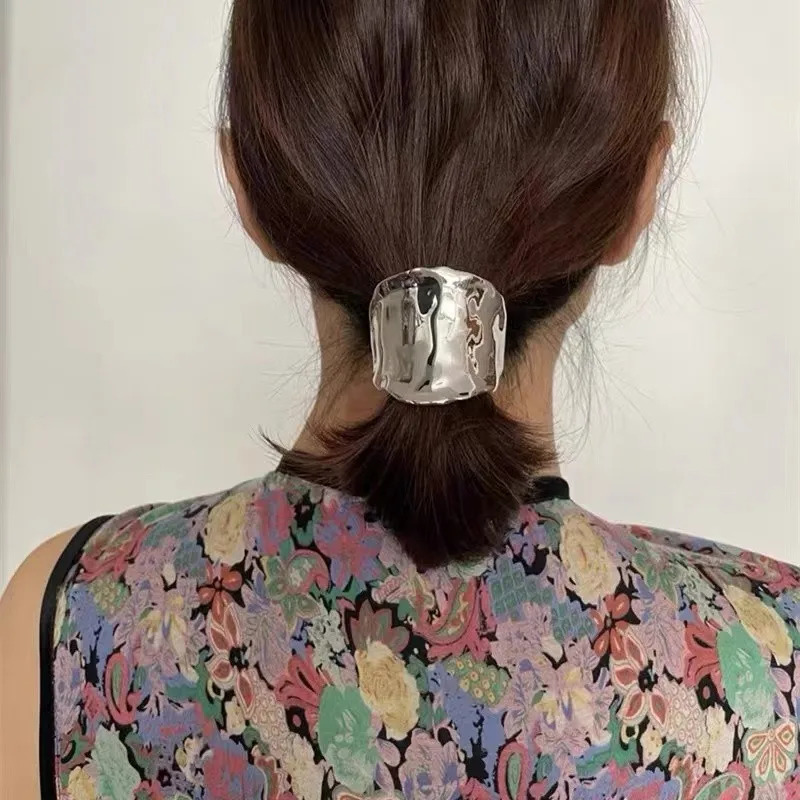Korean Metal Irregular Concave-Convex Lava Insert Hairpin for Women Retro High-Quality Ponytail Holder Hairpin Headdress 250716