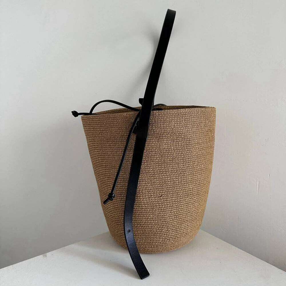 Woven Straw Women with Adjustable Strap Summer Beach Solid Shoulder Bag Cute Handbag for Travel Shopping