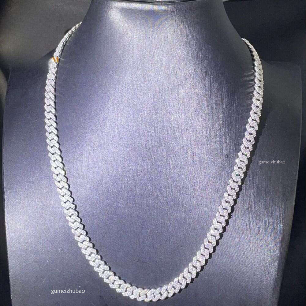 Pass 100% dia testSterling Sier Moissanite with 8mm GRA Ice Out Cuban Chain and Rapper Necklace