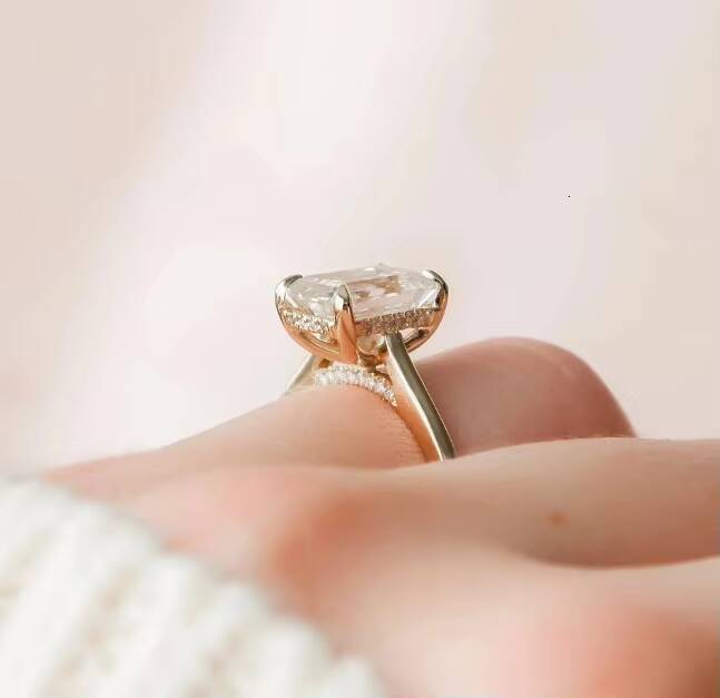 Custom Design 3 Ct Emerald Cut Moissanite Engagement Ring