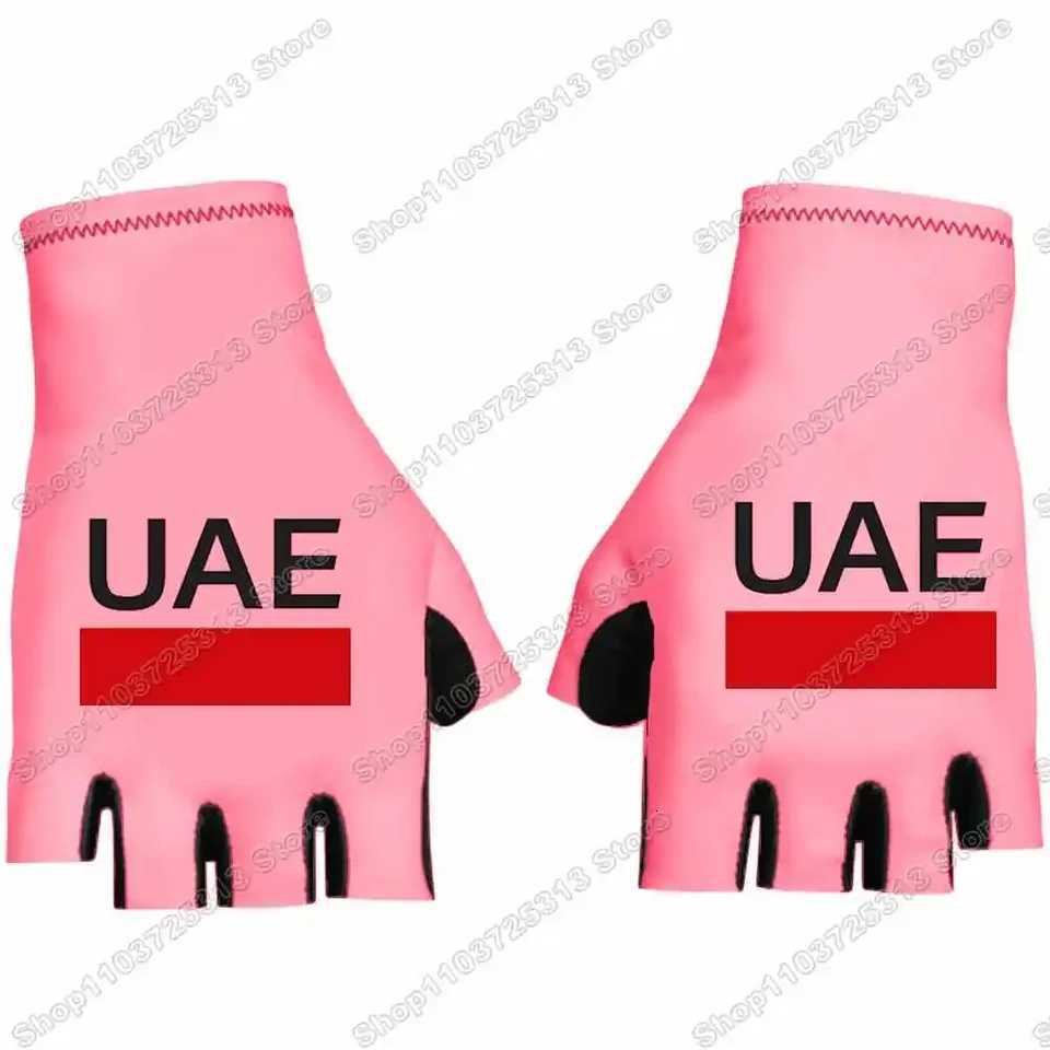 2025 UAE Team Cycling Gloves Tadej Pogaar Mountain Bike Half Finger Glove Cycling Jersey Road Bicycle Non-slip Sports Gloves S250716