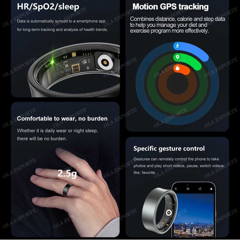 Smart Ring Fitness Tracker 10ATM Waterproof Connected Ring Man Camera Remote Control Electronic Swimming Pool New Smartring 2025 W250717