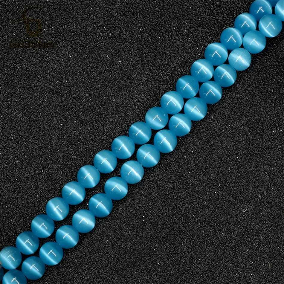 Blue Cat Eye Opal Stone Earrings For Women Lady Medical G23 Titanium Lobe Piercing Jewelry Round Ball Bead Ear Stud Girls Gift y250715