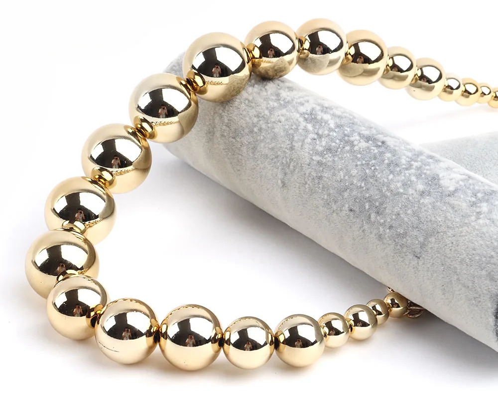 FishSheep Statement Gold Color Big Ball Choker Necklace For Women Punk Big Acrylic CCB Beads Pendants Necklaces Jewelry 250716