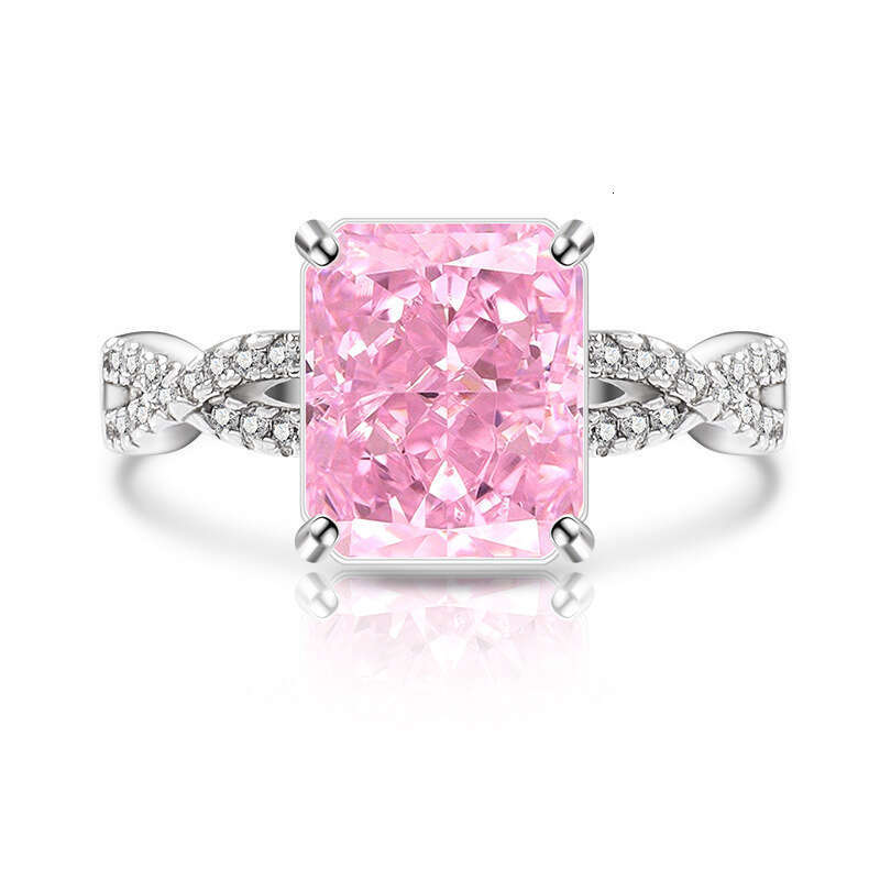 Colored Diamond Ice Flower Cut High Carbon Zircon Ring Paraiba Live Streaming 769