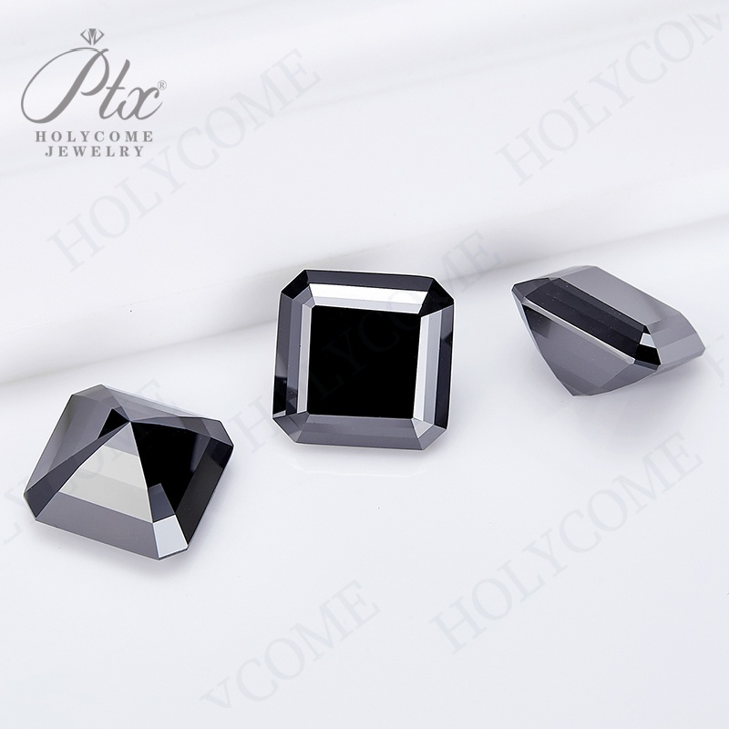 High Quality Asscher Cut 6x6mm~12x12mm 1ct to 10ct Moissanite Diamond Making Jewelry Black Lab Created Moissanite Gemstone with GRA Certificate