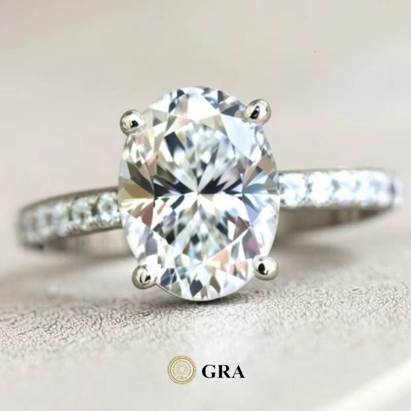 1ct 2ct 3ct Moissanite Diamond Ring Vvs 18K Gold Plated 925 Sterling Silver Women Engagement Oval Moissanite Ring