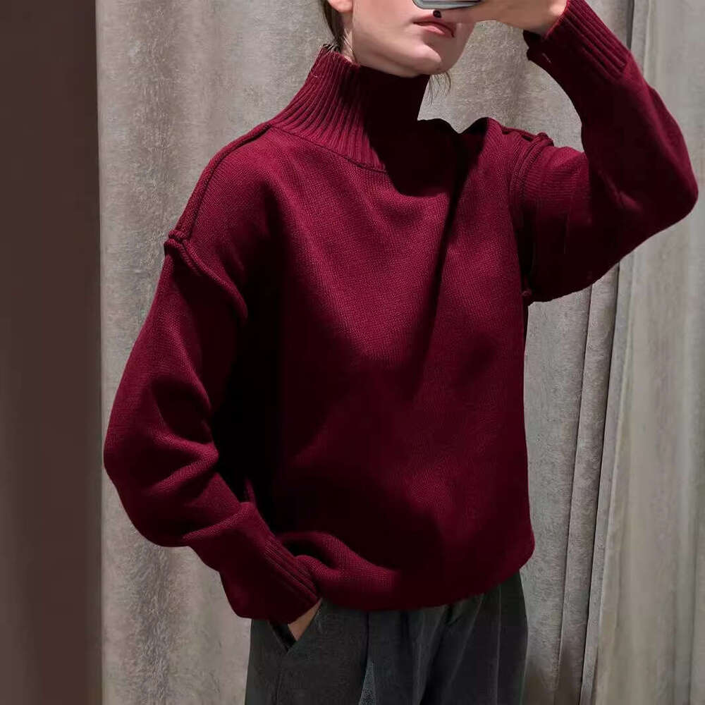 Patchwork Turtleneck For Women, New Autumn Winter Casual Loose Thick Knitted Pullover Sweater B5