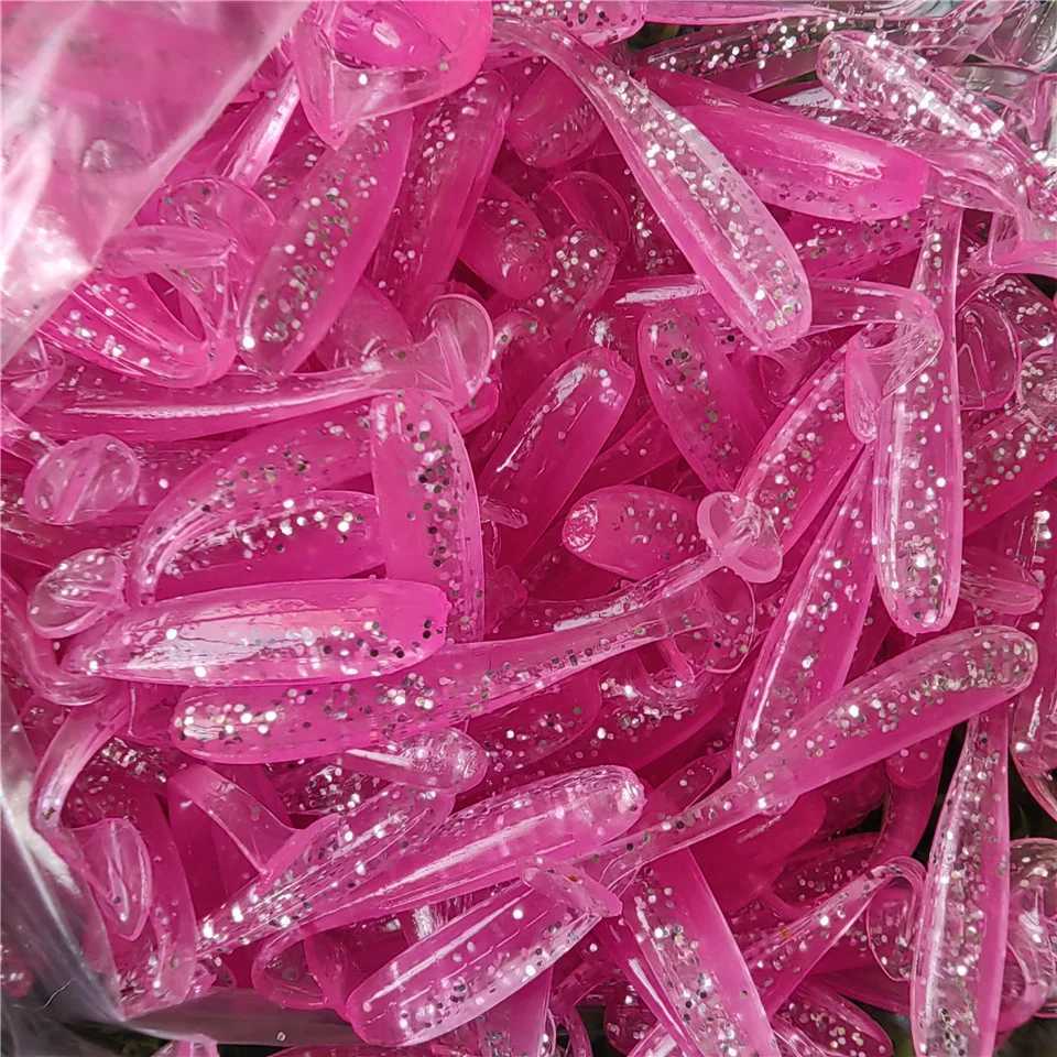 50PCS Micro Soft 0.35g/35mm T-tail Worm Lure Small Artificial Bait Jig WobbLErs Bass Pike Fishing TackLE Z250717