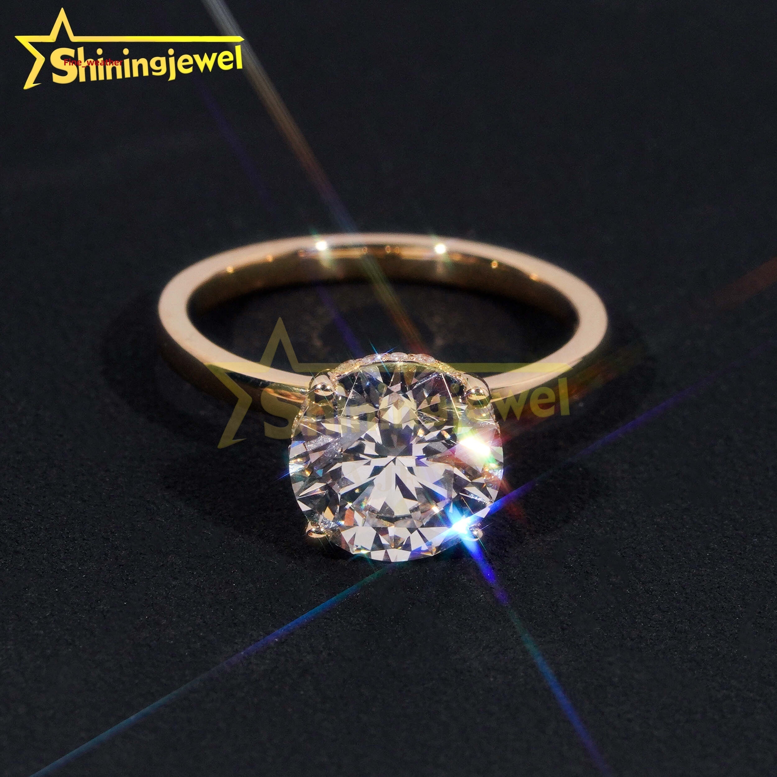 Customized Classical Lab Diamonds10K 14K 18K Solid Gold GRA Moissanite Pass Diamond Tester Solitaire Wedding Rings Fine Jewelry