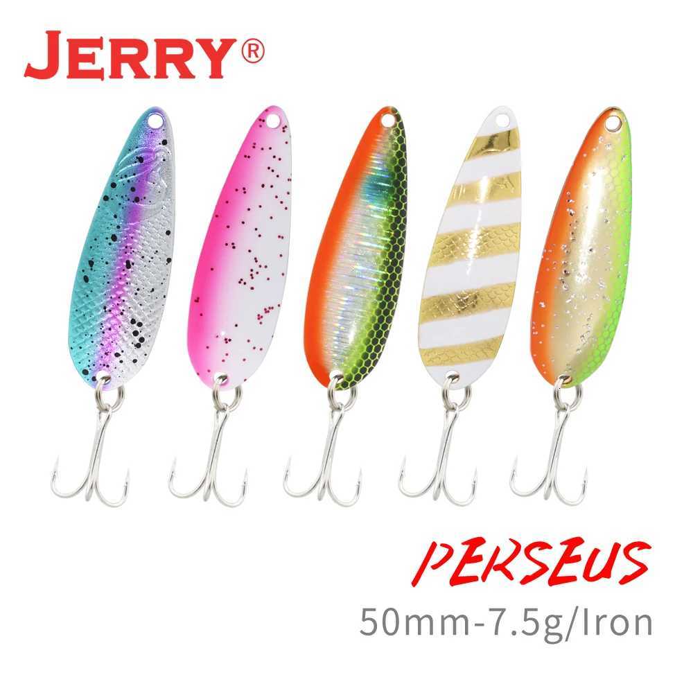 Jerry Perseus Winter Fishing Lure Spoon 7.5g Treble Hook Metal Fishing Tackle Artificial Hard Bait For Bass Pike Z250717