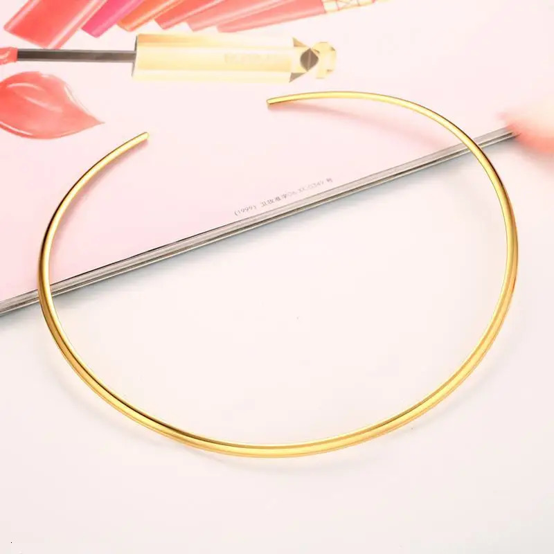 Choker Neck Cuff for Women Open Collar Choker Torques Necklace Adjustable Simple Stainless Steel Jewelry 250716