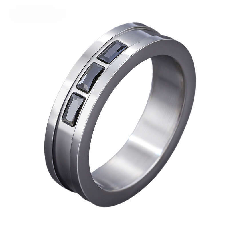 Minimalist Zircon Inlaid Titanium Steel Ring for Men, Niche Fashion Versatile New Accessory