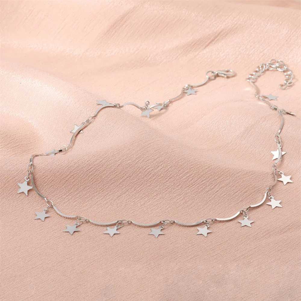 1Pcs Punk Star Pendant Necklace Retro Geometric Tassel Collarbone Chain Charming Elegant Womens Daily Dating Party Jewelry XJ250717
