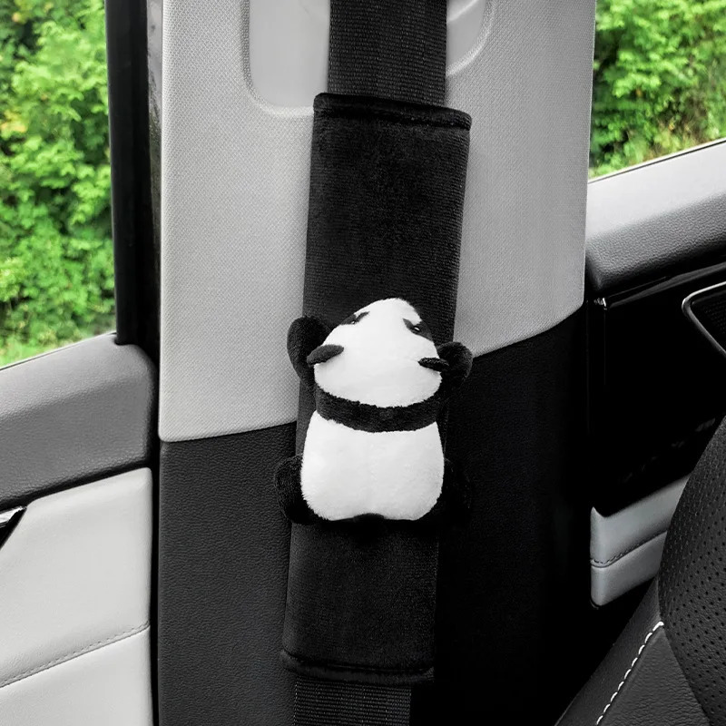 Plush Panda Car Seat Belt Shoulder Protection Sheath Anti-strangling Protection Sleeve Car Accessories Interior Decoration 250715