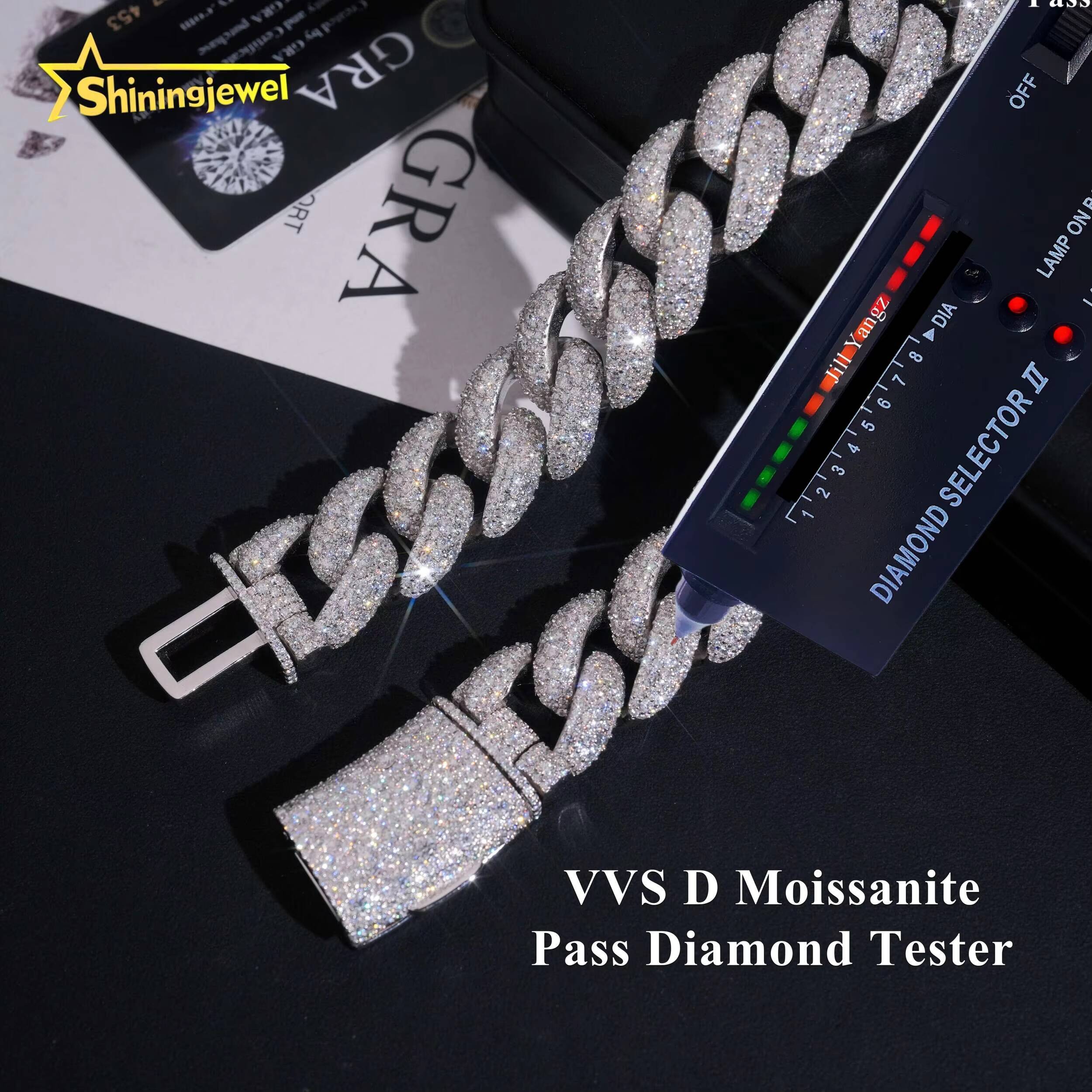 Luxury Chunky Mosaic 23mm Cuban Links Top Quality Chunky Heavy Rapper Jewelry Iced Out Moissanite Diamond Cuban Link Chain