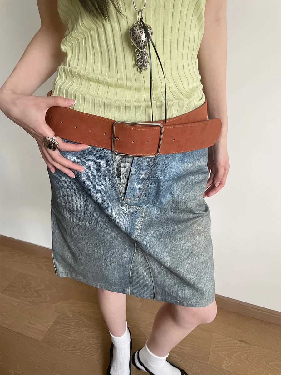 Vintage Marbled Brown Wide Belt For Women Waist Belt With Decorative Design For Skirts And Shirts Exclusive Minimalist Style W250717