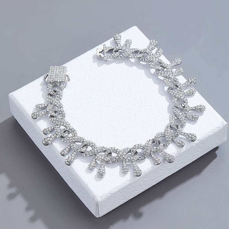 High-end Full Dia Cuban Chain Hip-hop Irregular Alloy Men and Women Trendy Necklace