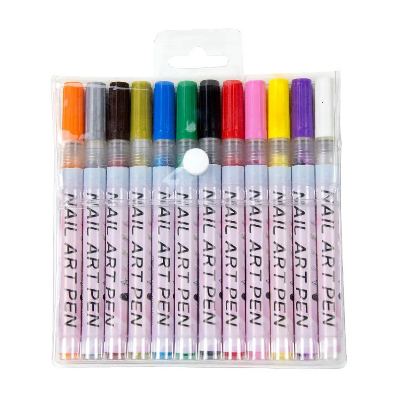 12pcs/Set Nail Art Graffiti Pen Nail Marker Drawing Abstract Lines Fine Detail Floral n Waterproof Nail Painting tools 250716
