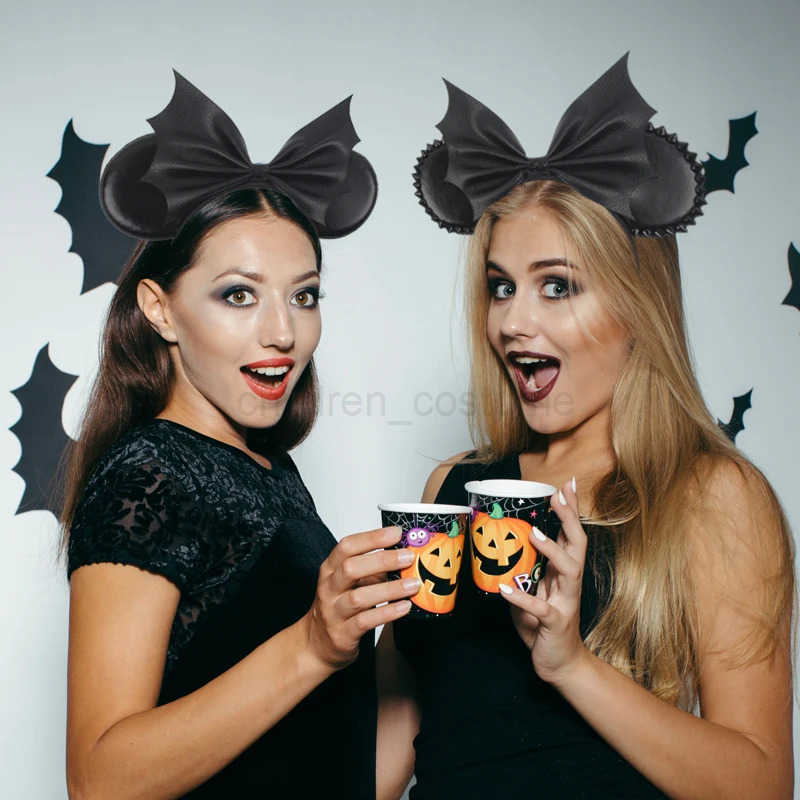 Disney New Halloween Mouse Ears Headband for Girls Women Sequin 5 Bow Hairband Girls Party Festival Gifts DIY Cosplay Hair Accessories W250717
