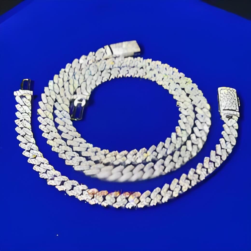 Cheap Price Solid Sier Prong Set 1 Rows 6mm 8mm 10mm Hip Hop Iced Out Vvs Dia Moissanite Cuban Chain Free shipping