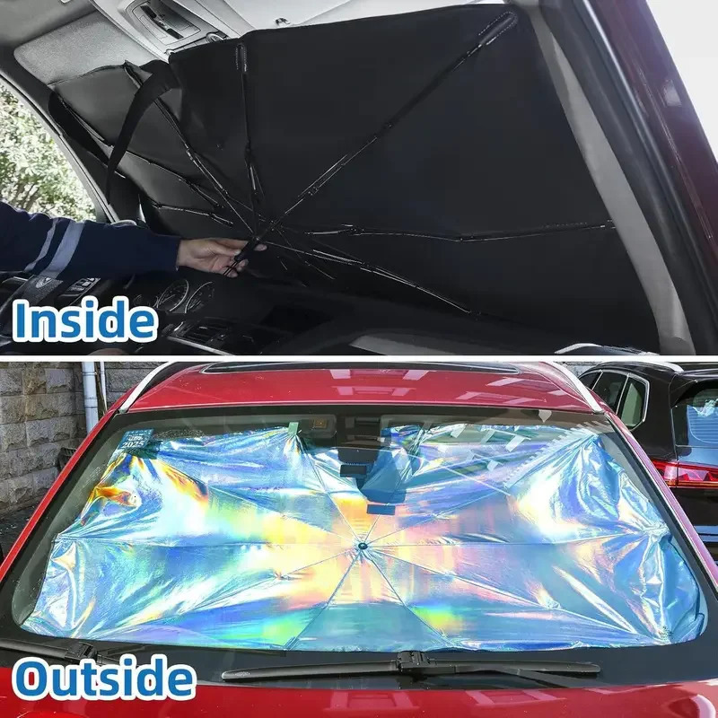Windshield Sun Shade Umbrella Foldable Car Sunshade with UV Blocking - Protect Car from Sun Rays Heat Damage Keep Cool 250715