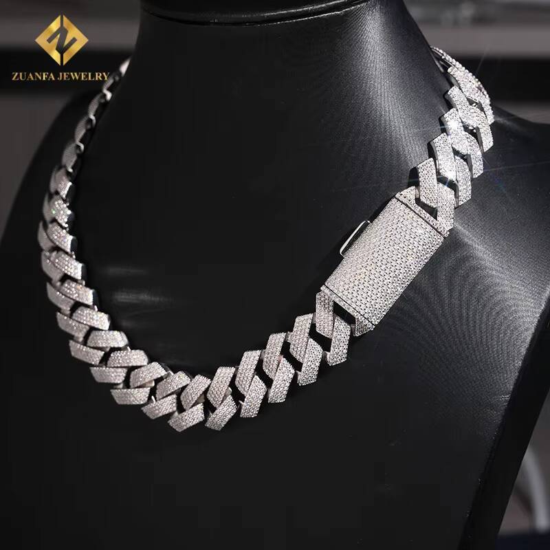 Cuban Link Chain 925 Sterling Silver Moissanite S925 Iced Out Hip Hop Jewelry VVS1 Moissanite Cuban Link Bracelet Men