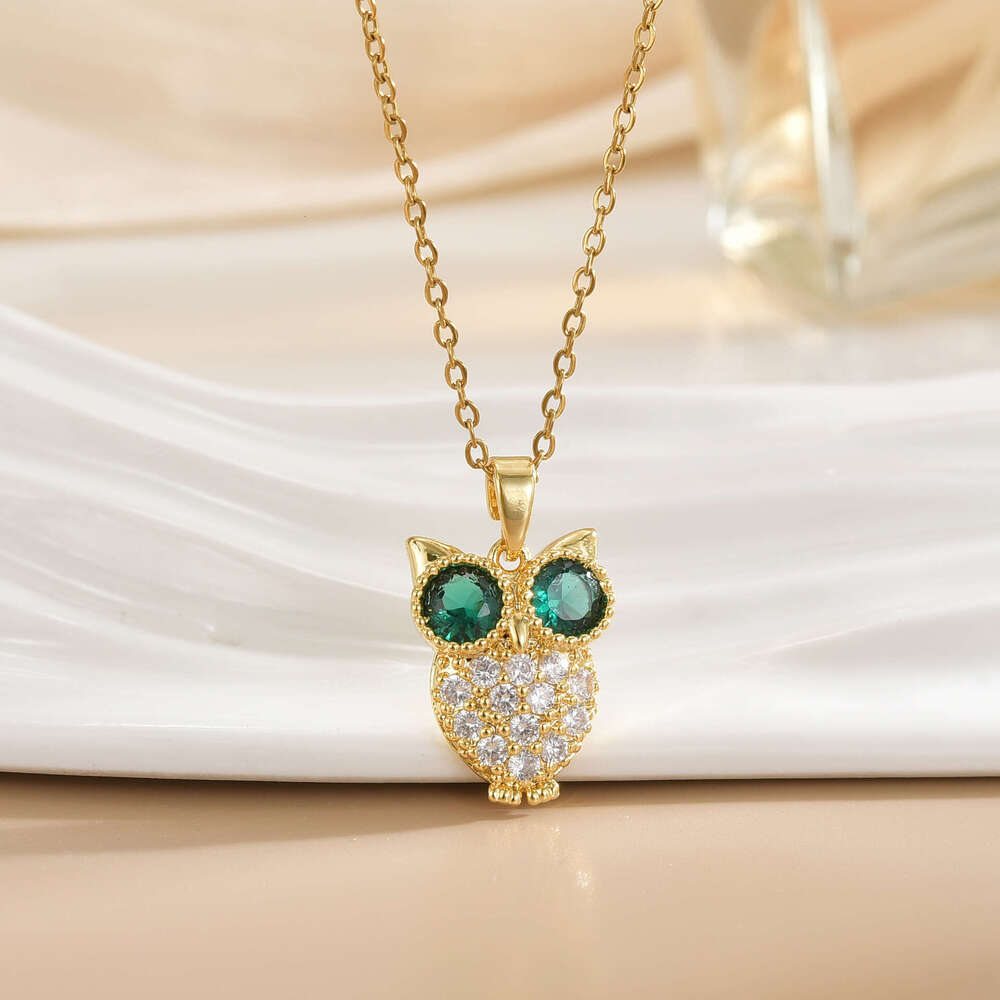 INS Style Crystal Owl Pendant Necklace For Women, Niche Light Personality Clavicle Chain Jewelry C9b