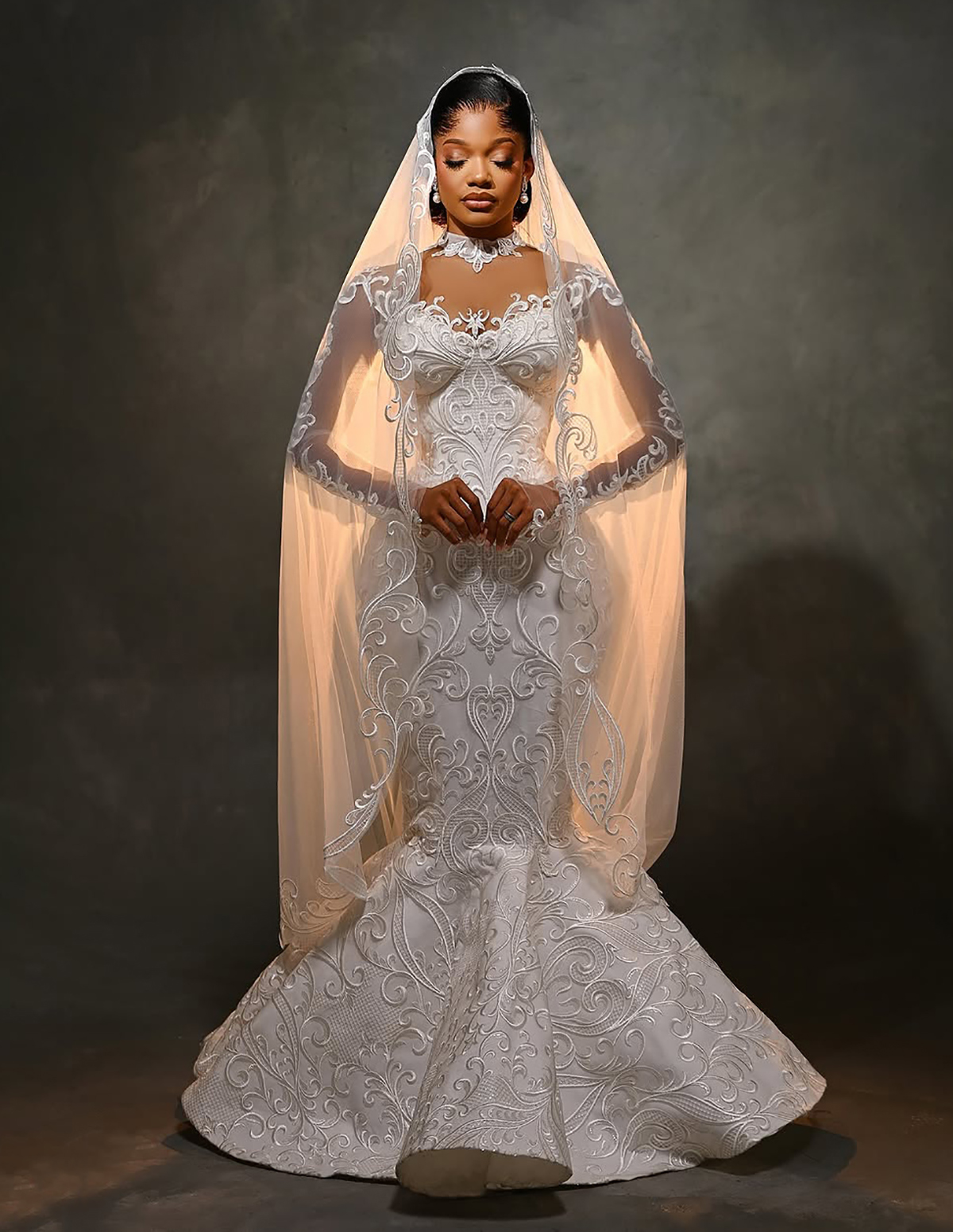 Vintageinspired Mermaid Wedding Dresses High Neck Long Sleeve Embroidery Bridal Gowns Sweep Train Customized Vestidos De Novia