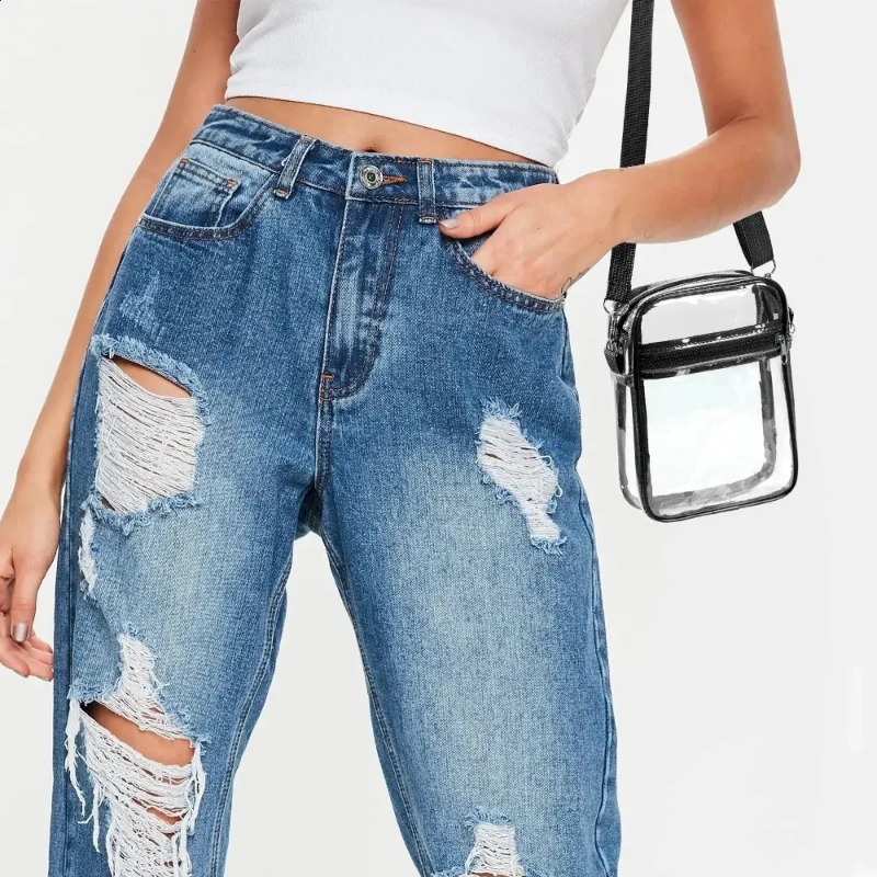 Casual Translucent Vinyl Purse: Lightweight Cross Body Clutch with Secure Zippered Compartment Suitable for All Occasions