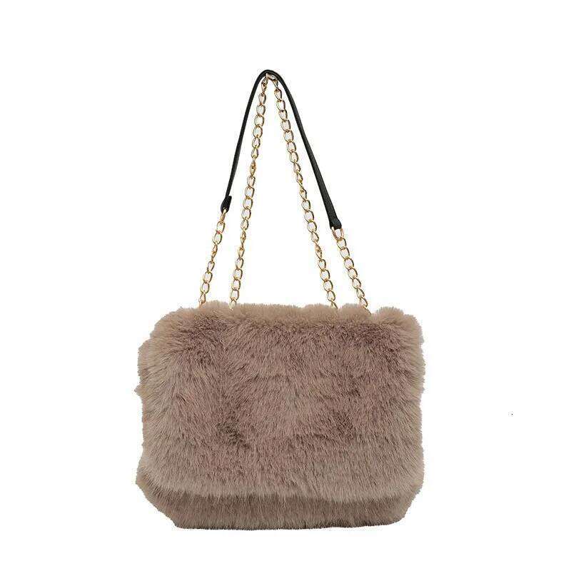 Fashion Warm Imitation Rabbit Hair Women's Large Capacity Handbag Y2K Fluffy Winter Plush Underarm Bag