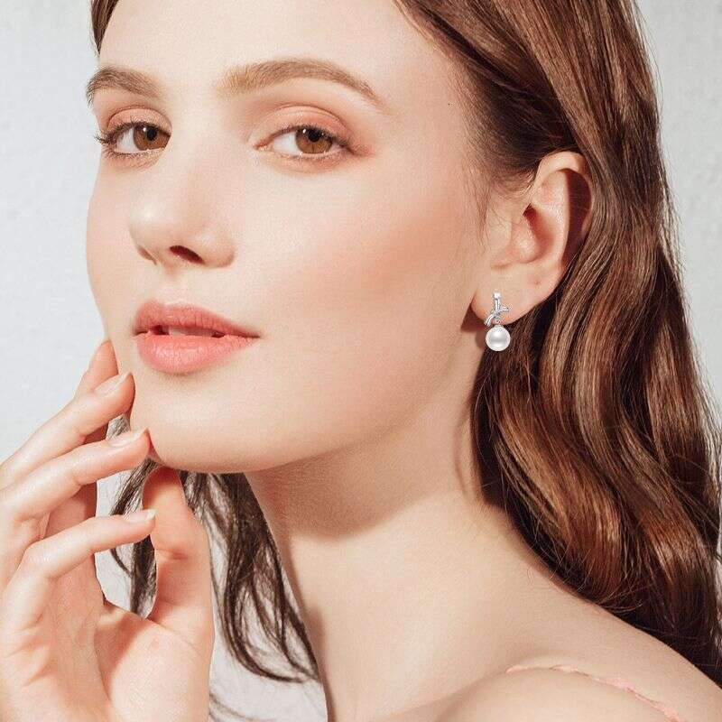 New Korean Style Elegant Bowknot Earrings For Women, Pure Sier Freshwater Pearl Ear Jewelry Afc