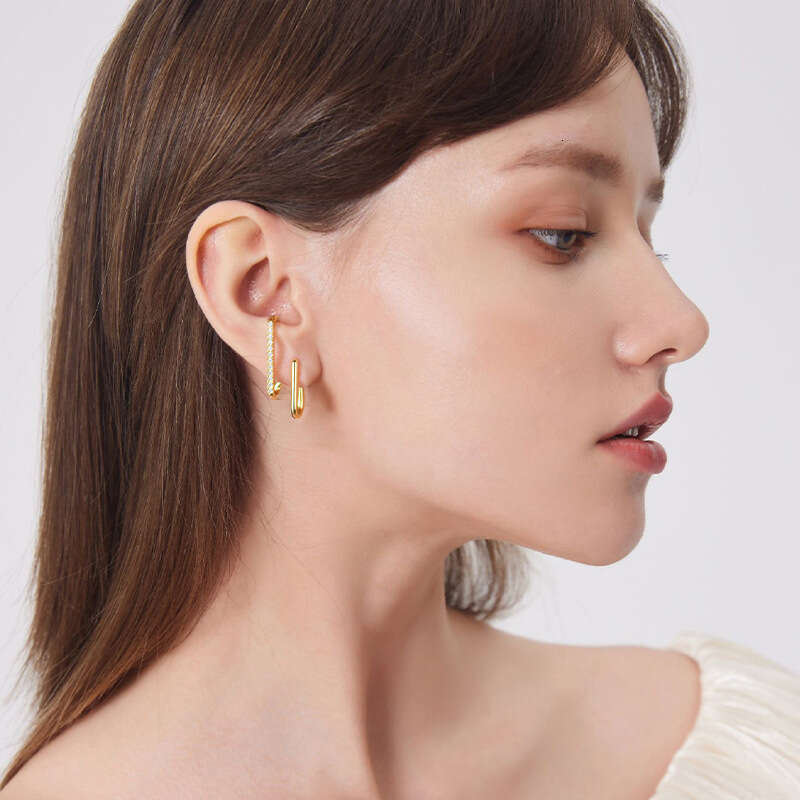 Niche Design Fashionable Personality Geometric Earrings For Women Moissanite High-End Feel Pure Sier Gold-Plated Ear Jewelry 1D5