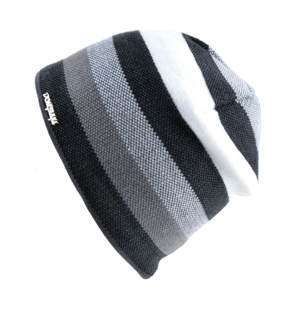 Mens Skullies Hat Bonnet Winter Beanie Knitted Wool Hat Plus Velvet Cap Thicker Stripe Skis Sports Beanies Hats for men 250715