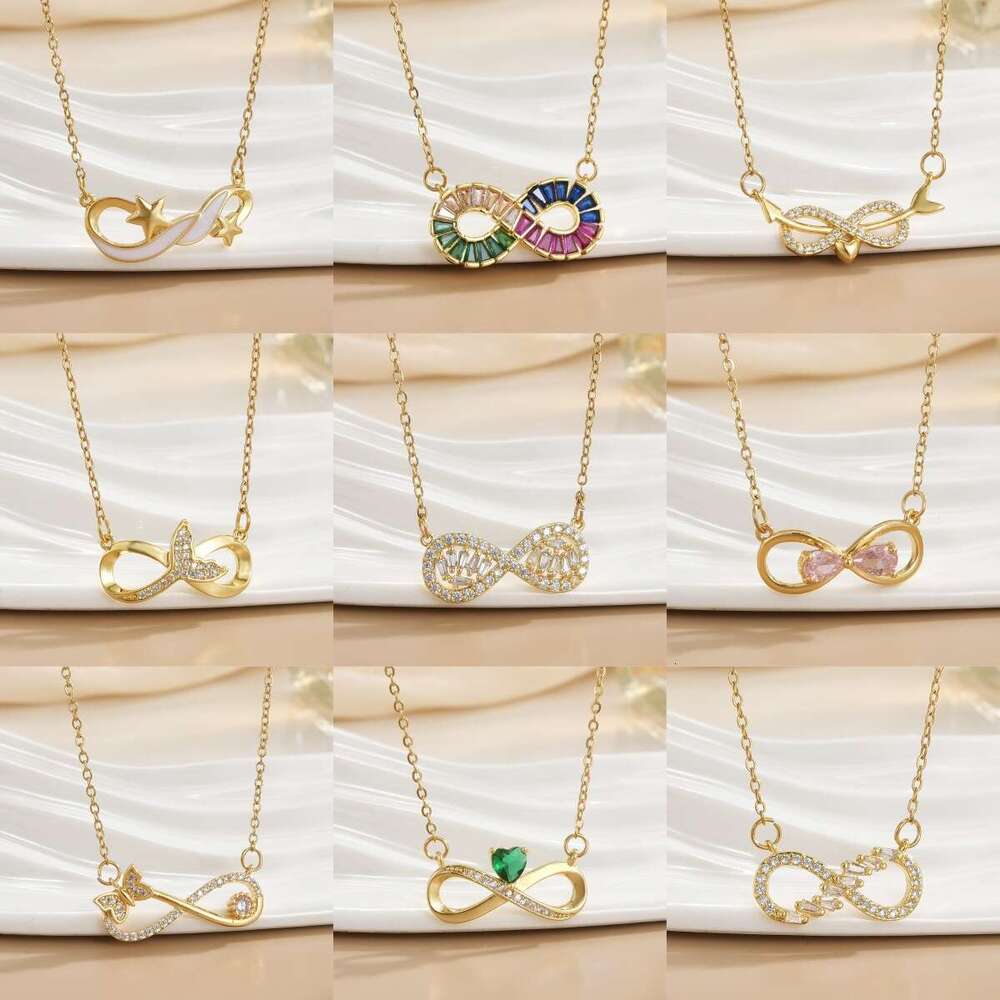 Necklace For Women Infinity Eight Character Pendant Niche Design High-End Sweet Temperament Titanium Steel Accessory 203