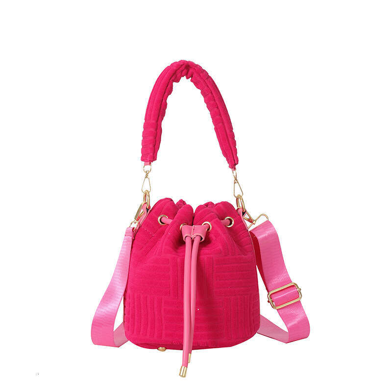Velvet Bucket for Women Autumn Winter Niche Versatile Ladies Handbag Single Shoulder Crossbody Bag