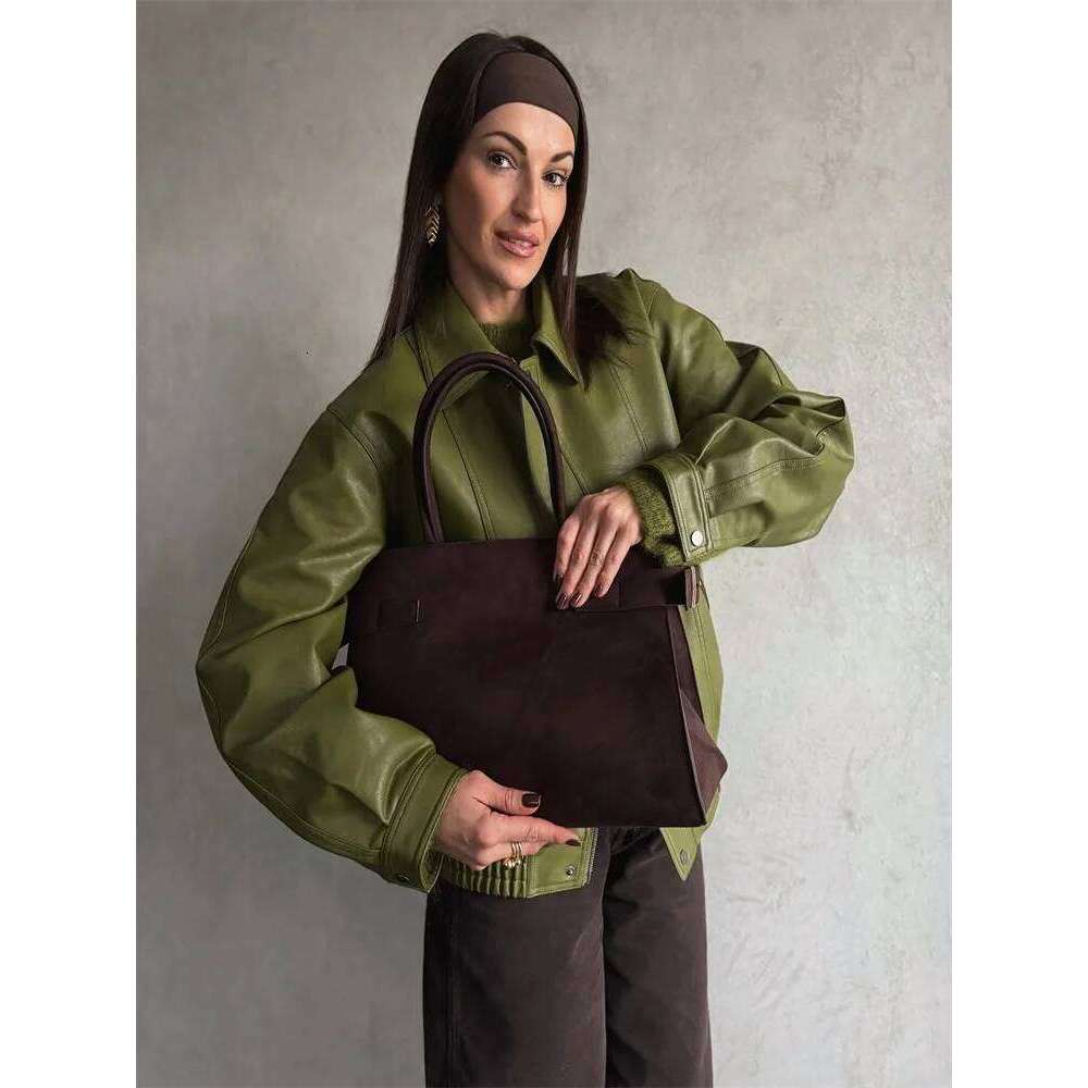 Green PU Leather Jacket Women Retro Laple Zipper Loose Full Sleeve Oversized Coat Female 2025 New Fashion Lady Solid Streetwear