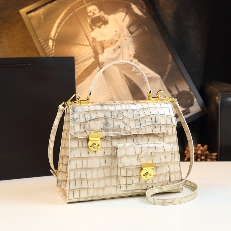 Women's Crocodile Pattern Matte Leather Handbag Free Shipping Designer Luxury New Briefcase Shoulder Crossbody Bag Casual Makeup Bag