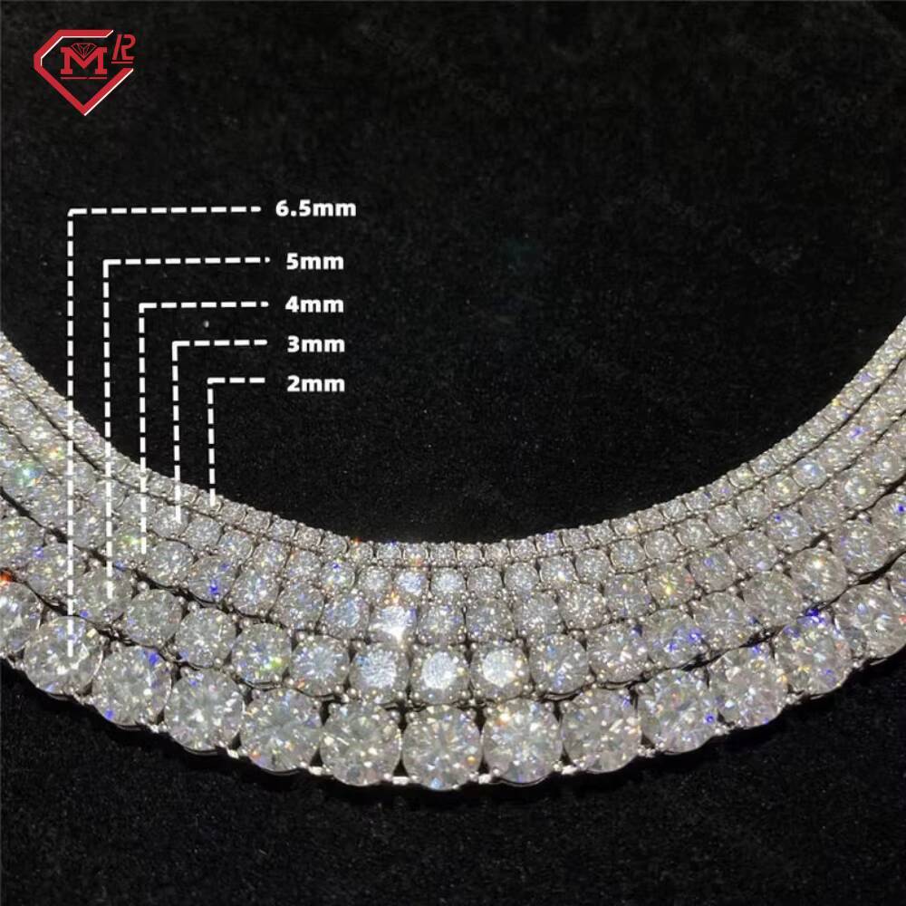 Wholesale Full Size 2-6mm Iced Out Tennis Chain 925 Silver Vvs Diamond Mens Moissanite Tennis Necklace