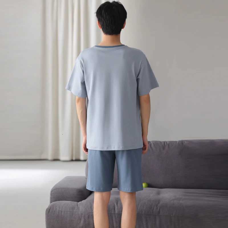 2Pcs Cotton Mens Pajamas Set Summer Breathable Short Sleeve Mens Homewear Big Size L-3XL Mens Sleepwear Casual Mens Pajamas W250717