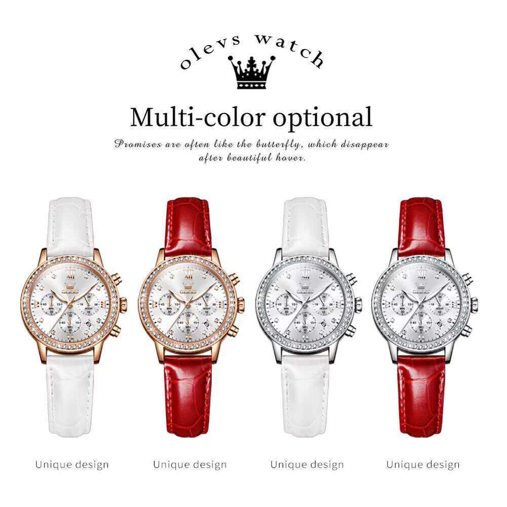 DHwatches Luxury Watch Women Rose Gold Wristwatch Red Leather fashion Watches Female Ladies Quartz