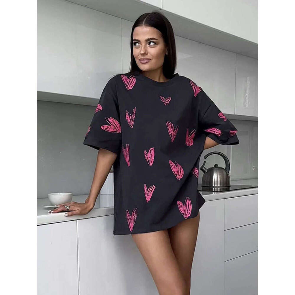 Summer New Street Fashion Hand-Painted Heart Print Short Sleeve T-Shirt B5