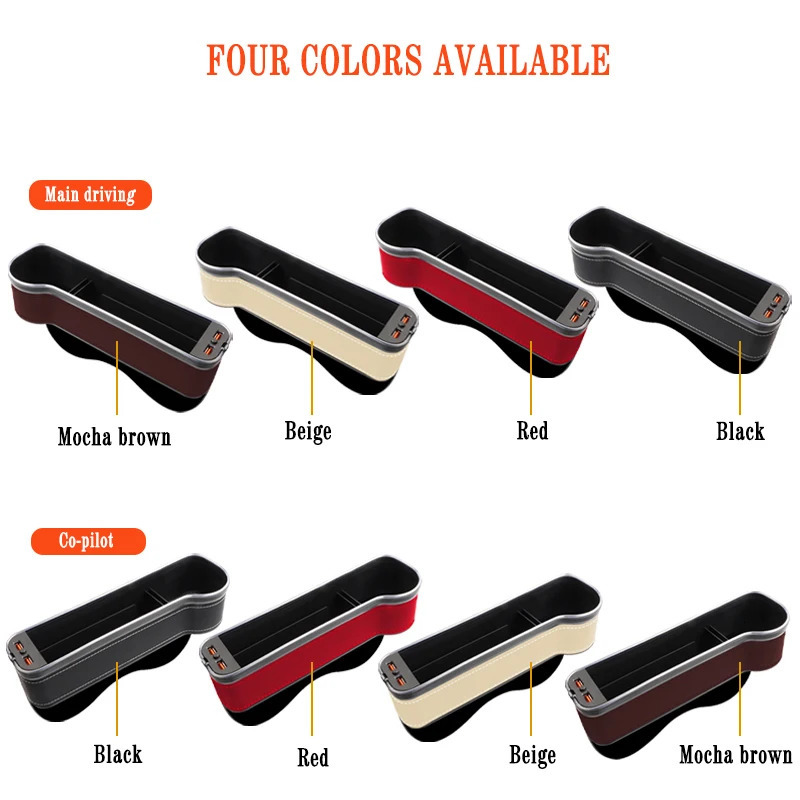 Car Seat Gap Filler Cup Holder 7 Colours Changing LED Car Crevice Storage Organizer Box With 2Usb Charger Car Accessories 250715