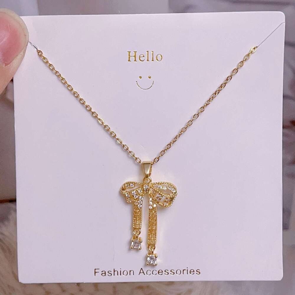 Simple Jewelry Gold-Plated Titanium Steel Thin Chain Rectangular Tarot Pendant Hot Girl Square Card Necklace A6b