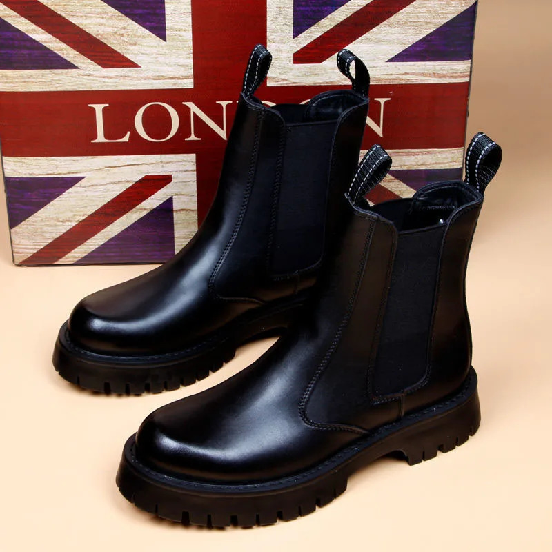 italian mens fashion punk nightclub dress chelsea boots black white shoes handsome cowboy platform boot high top botas 250715