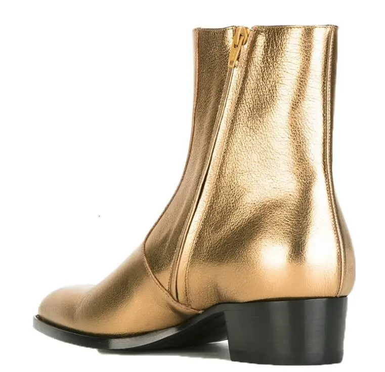 men boots Spring and autumn personality fashion gold and silver Chelsea cowboy boots men fashion boots zip 250715