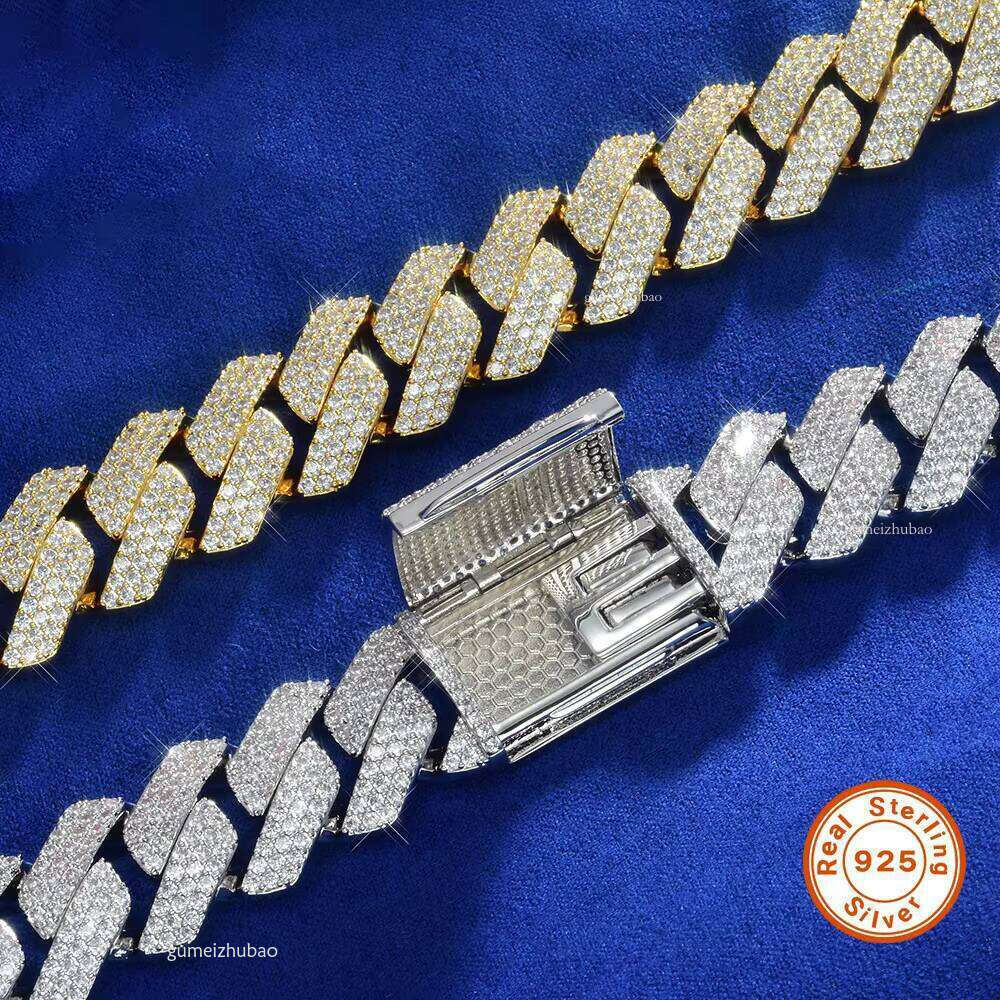 Wholesale Men's Sier Cuban Link Chain Necklace VVS Dia Hip Hop Style 6MM-14MM Moissanite Sizes Vary