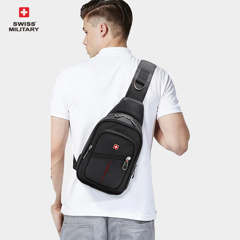 SWISS Men Chest Bags Outdoor Leisure Waterproof Shoulder Crossbody Bag Large Space Chest Bag men Practical Durable Sling Bag 250716