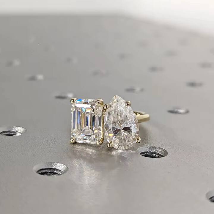 Unleash Your Sparkle Elisa Wholesale Presents VVS Moissanite Diamond Rings 10K 14K 18K Real Yellow Gold Engagement Wedding